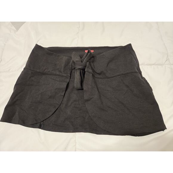 SPANX Dresses & Skirts - SPANX Wrap & Go Black Skirt Sz S M Black Tie Swim Coverup Jersey Mesh Preppy